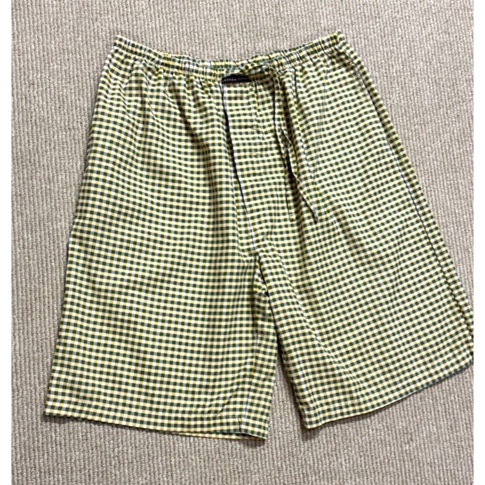 Loungewear shorts Men's 2XL Drawstring Waist green yellow gingham preppy casual